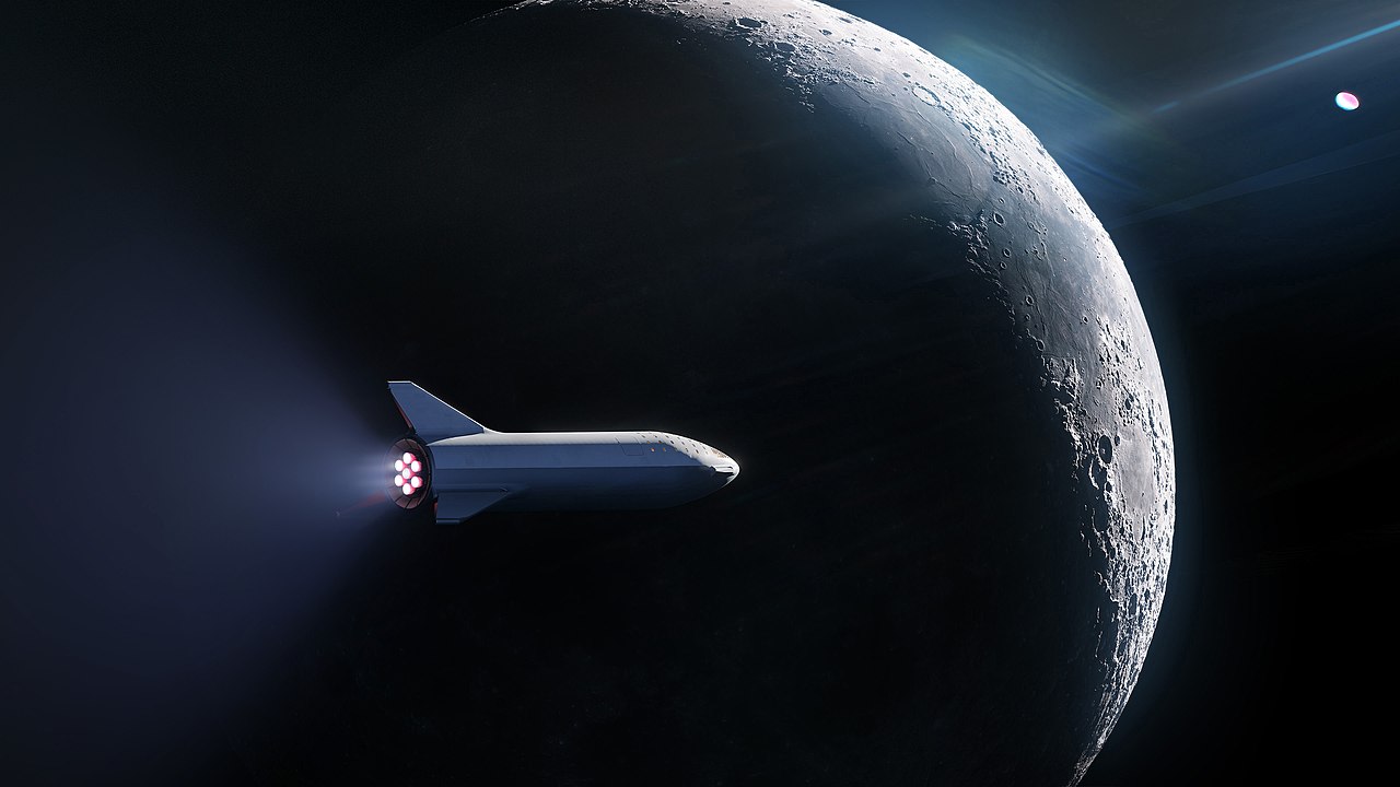 Starship с японским миллиардером на борту облетает Луну в представлении художника