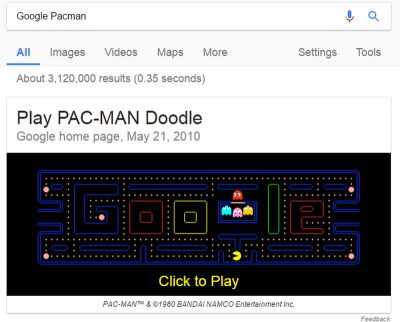 Пасхалка игра Pac-Man
