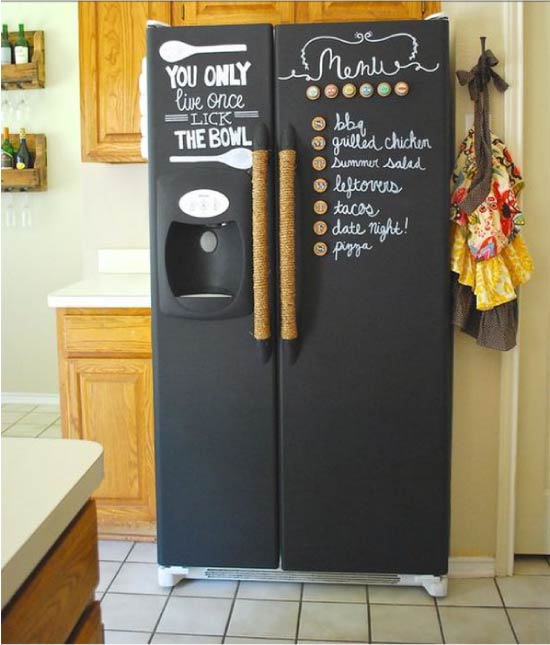 Холодильник, покрашенный грифельной краской
