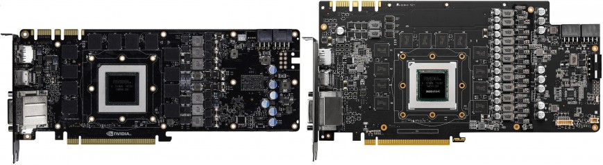 NVIDIA GeForce GTX 980 Ti (референс) и ASUS GeForce GTX 980 Ti Matrix Platinum (справа)